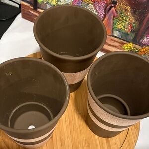 Bloom Room 3 -Brown and Cream ceramic pots NWT , 5.28x6.30